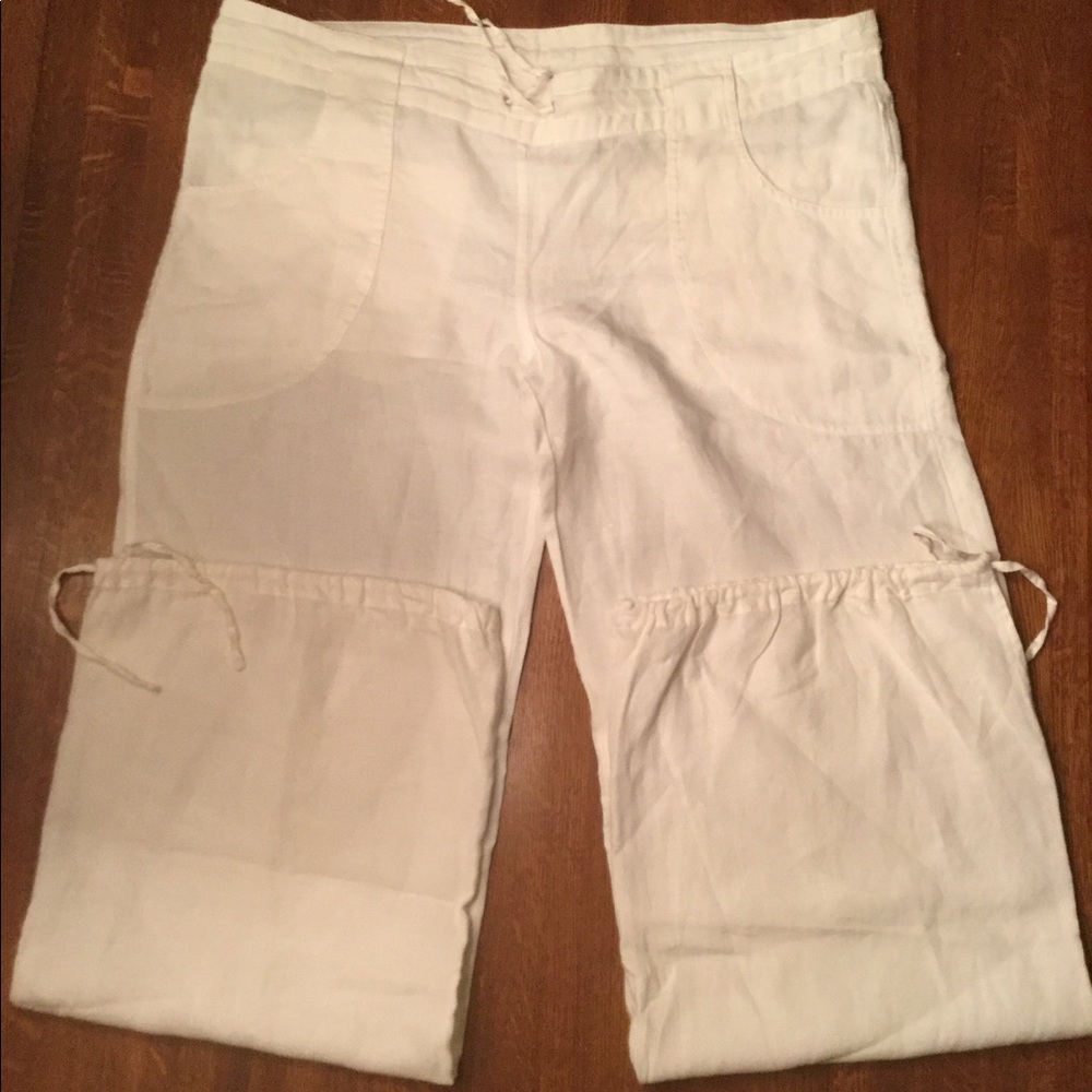 Off-White Linen H&M Flowy Pants, Size L